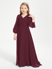 Robes de Demoiselle d'Honneur Junior à Manches Longues Modestes Cabernet