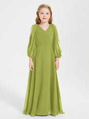 Robes de Demoiselle d'Honneur Junior à Manches Longues Modestes Trèfle