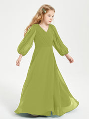 Robes de Demoiselle d'Honneur Junior à Manches Longues Modestes Trèfle
