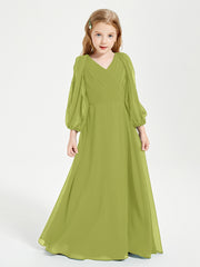 Robes de Demoiselle d'Honneur Junior à Manches Longues Modestes Trèfle