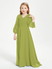 Robes de Demoiselle d'Honneur Junior à Manches Longues Modestes Trèfle