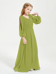 Robes de Demoiselle d'Honneur Junior à Manches Longues Modestes Trèfle