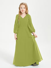 Robes de Demoiselle d'Honneur Junior à Manches Longues Modestes Trèfle