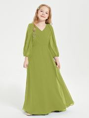 Robes de Demoiselle d'Honneur Junior à Manches Longues Modestes Trèfle