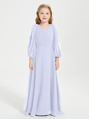 Robes de Demoiselle d'Honneur Junior à Manches Longues Modestes Lavande