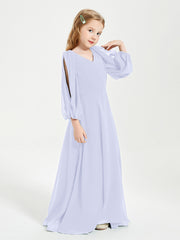 Robes de Demoiselle d'Honneur Junior à Manches Longues Modestes Lavande