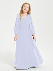 Robes de Demoiselle d'Honneur Junior à Manches Longues Modestes Lavande