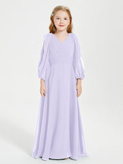 Robes de Demoiselle d'Honneur Junior à Manches Longues Modestes Lilas