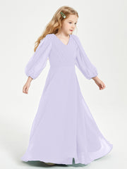 Robes de Demoiselle d'Honneur Junior à Manches Longues Modestes Lilas