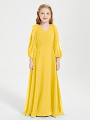 Robes de Demoiselle d'Honneur Junior à Manches Longues Modestes Souci