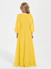 Robes de Demoiselle d'Honneur Junior à Manches Longues Modestes Souci