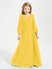 Robes de Demoiselle d'Honneur Junior à Manches Longues Modestes Souci
