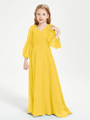 Robes de Demoiselle d'Honneur Junior à Manches Longues Modestes Souci