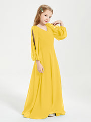 Robes de Demoiselle d'Honneur Junior à Manches Longues Modestes Souci