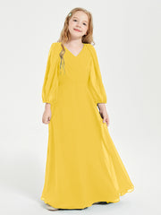 Robes de Demoiselle d'Honneur Junior à Manches Longues Modestes Souci
