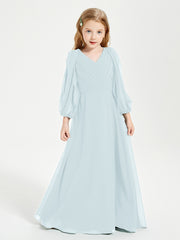 Robes de Demoiselle d'Honneur Junior à Manches Longues Modestes Brume