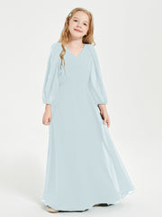 Robes de Demoiselle d'Honneur Junior à Manches Longues Modestes Brume