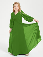 Robes de Demoiselle d'Honneur Junior à Manches Longues Modestes Mousse