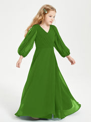 Robes de Demoiselle d'Honneur Junior à Manches Longues Modestes Mousse
