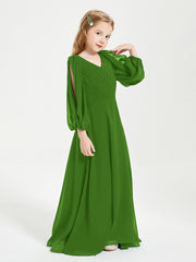 Robes de Demoiselle d'Honneur Junior à Manches Longues Modestes Mousse