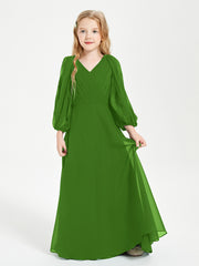 Robes de Demoiselle d'Honneur Junior à Manches Longues Modestes Mousse
