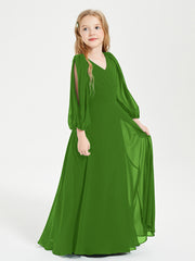 Robes de Demoiselle d'Honneur Junior à Manches Longues Modestes Mousse