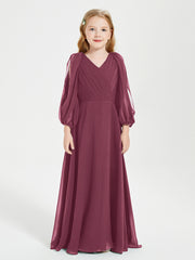 Robes de Demoiselle d'Honneur Junior à Manches Longues Modestes Mûre