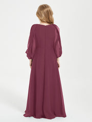 Robes de Demoiselle d'Honneur Junior à Manches Longues Modestes Mûre