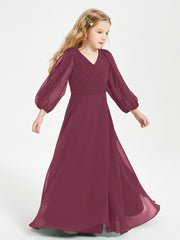 Robes de Demoiselle d'Honneur Junior à Manches Longues Modestes Mûre