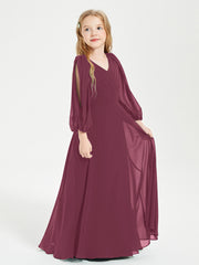 Robes de Demoiselle d'Honneur Junior à Manches Longues Modestes Mûre