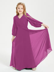 Robes de Demoiselle d'Honneur Junior à Manches Longues Modestes Orchidee