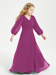 Robes de Demoiselle d'Honneur Junior à Manches Longues Modestes Orchidee