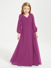 Robes de Demoiselle d'Honneur Junior à Manches Longues Modestes Orchidee