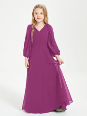 Robes de Demoiselle d'Honneur Junior à Manches Longues Modestes Orchidee