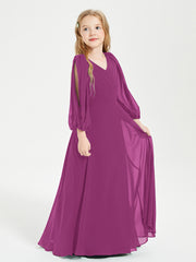 Robes de Demoiselle d'Honneur Junior à Manches Longues Modestes Orchidee