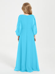 Robes de Demoiselle d'Honneur Junior à Manches Longues Modestes Piscine