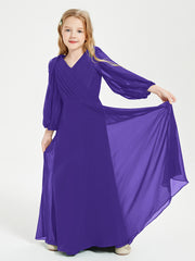 Robes de Demoiselle d'Honneur Junior à Manches Longues Modestes Régence