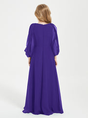 Robes de Demoiselle d'Honneur Junior à Manches Longues Modestes Régence