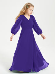 Robes de Demoiselle d'Honneur Junior à Manches Longues Modestes Régence