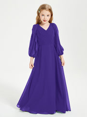 Robes de Demoiselle d'Honneur Junior à Manches Longues Modestes Régence