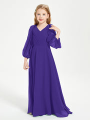 Robes de Demoiselle d'Honneur Junior à Manches Longues Modestes Régence