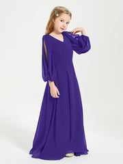 Robes de Demoiselle d'Honneur Junior à Manches Longues Modestes Régence