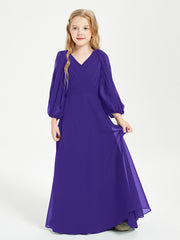 Robes de Demoiselle d'Honneur Junior à Manches Longues Modestes Régence
