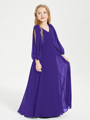 Robes de Demoiselle d'Honneur Junior à Manches Longues Modestes Régence