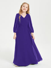 Robes de Demoiselle d'Honneur Junior à Manches Longues Modestes Régence