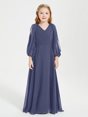 Robes de Demoiselle d'Honneur Junior à Manches Longues Modestes Orageux