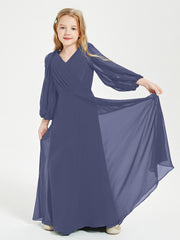 Robes de Demoiselle d'Honneur Junior à Manches Longues Modestes Orageux