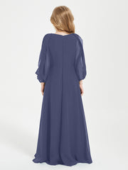 Robes de Demoiselle d'Honneur Junior à Manches Longues Modestes Orageux