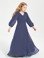 Robes de Demoiselle d'Honneur Junior à Manches Longues Modestes Orageux
