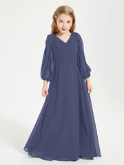 Robes de Demoiselle d'Honneur Junior à Manches Longues Modestes Orageux